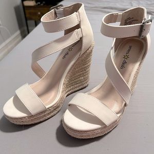 White Wedge Sandals - Size 6.5